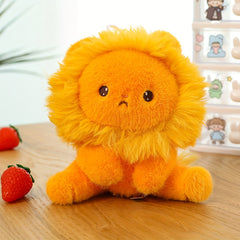 Squatting Lion Plush Doll Soft Fluffy Desk Decor with Expressive Eyes