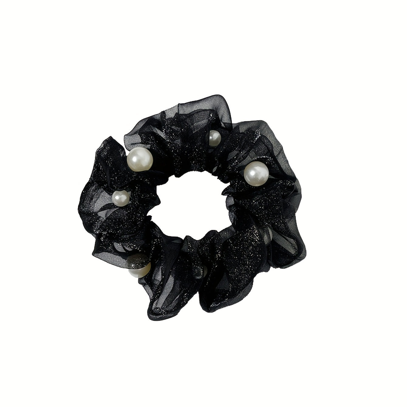 Organza Scrunchies Hair Tie with Pearl Decor