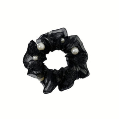 Organza Scrunchies Hair Tie with Pearl Decor