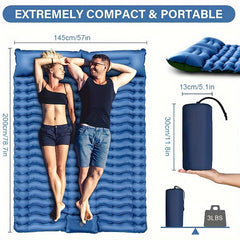 Double Sleeping Pad with Pillow Inflatable Air Mattress for Outdoor Camping
