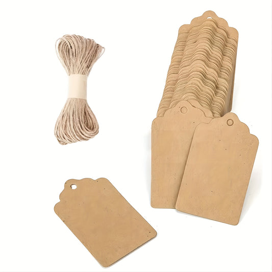 150 Gift Tags With Twine for Crafts, Weddings, Birthdays, Christmas