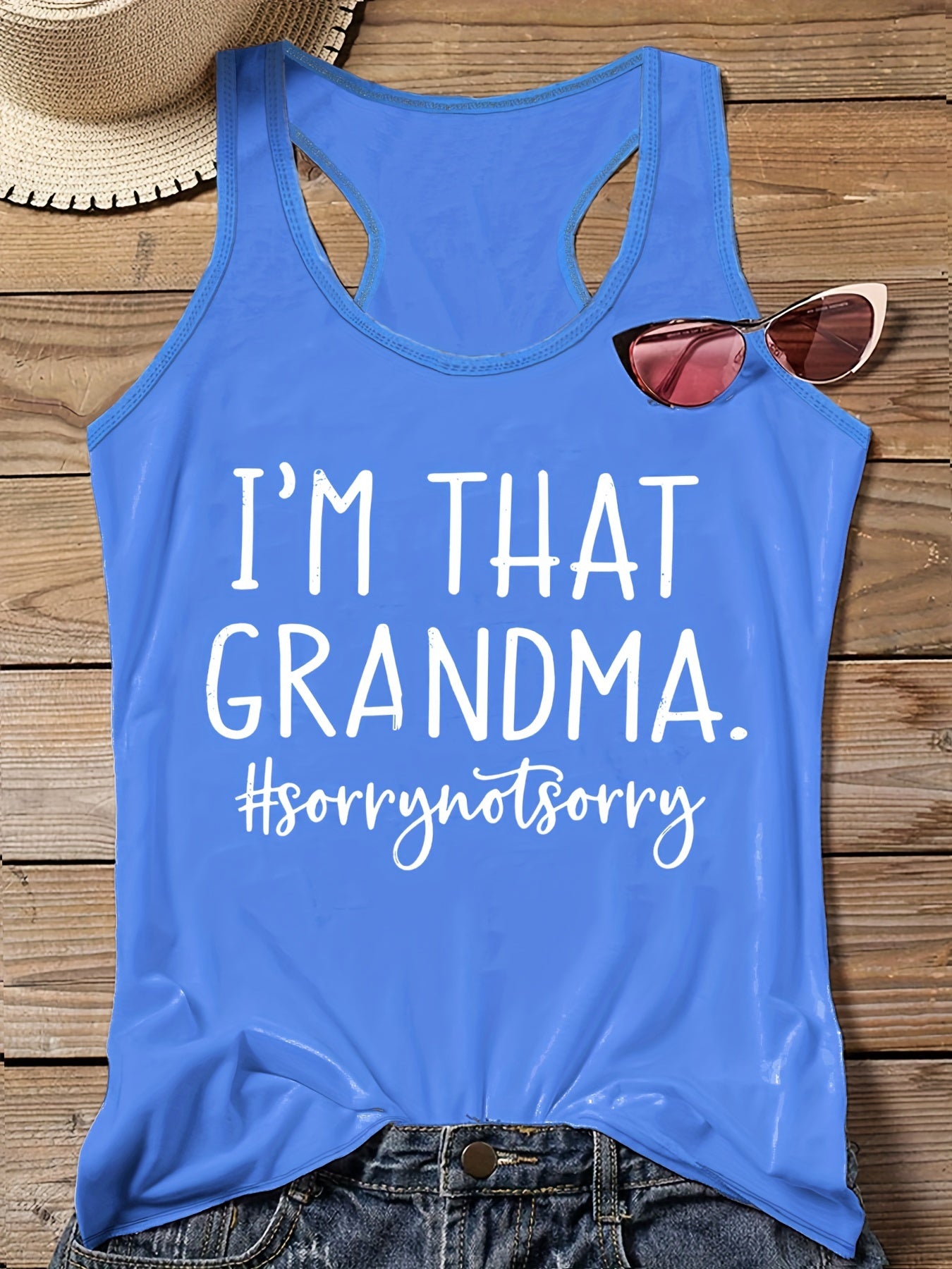  Casual Vest Top Women's Plus Slogan Print Round Neck
