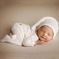 Newborn 2-Piece Knitted Jumpsuit Photography Props in Yellow & Green