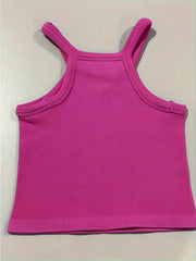 Ribbed Solid Sports Tank Top Sleeveless Yoga Running Top