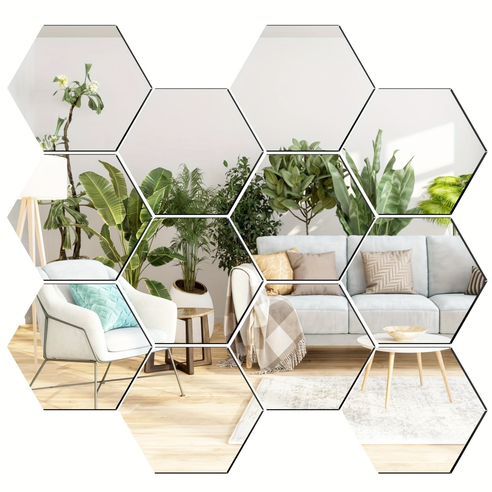 12pcs Hexagon Acrylic Mirror Wall Stickers DIY Removable Setting Wall Decal