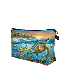 Turtle Print Zipper Carry On Bag Versatile Storage Pouch Lightweight