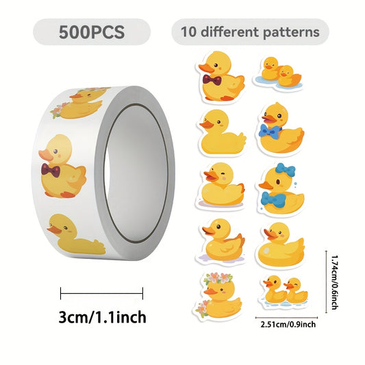 500pcs Duck Stickers Roll Vinyl Stickers Scrapbook Journaling Laptop Bumper