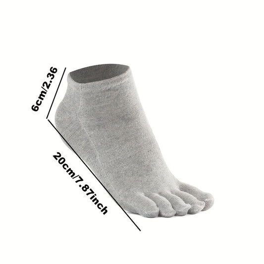 3 Pairs Men's Casual Solid Five Toe Socks, All Season Comfort