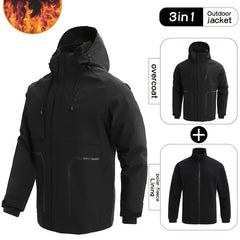 Men's 3-in-1 Outdoor Jacket Hooded Windbreaker