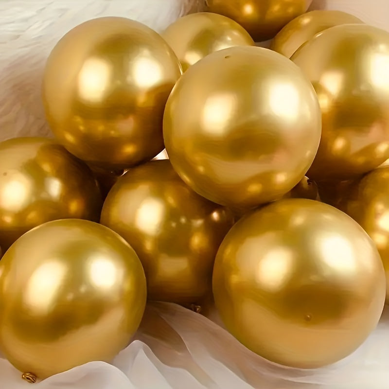 50 Golden Metallic Latex Balloons 10 Inch for Weddings Birthdays Anniversaries