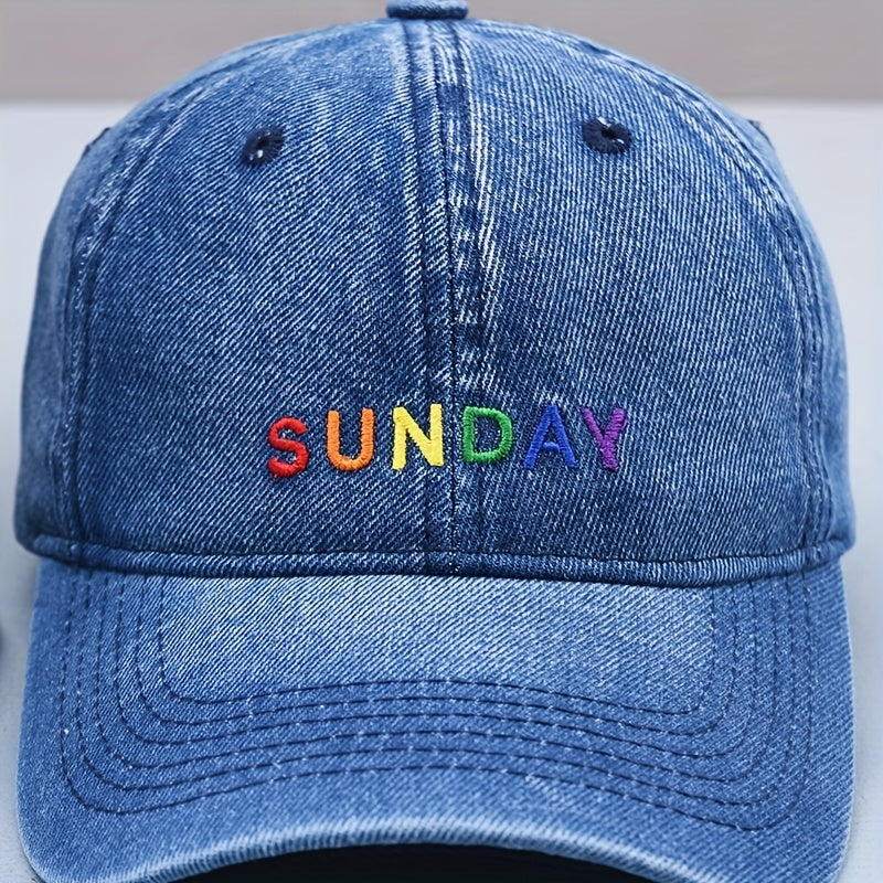 Embroidery Baseball Cap Denim Washed Unisex Couple Sun Hat