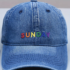 Embroidery Baseball Cap Denim Washed Unisex Couple Sun Hat