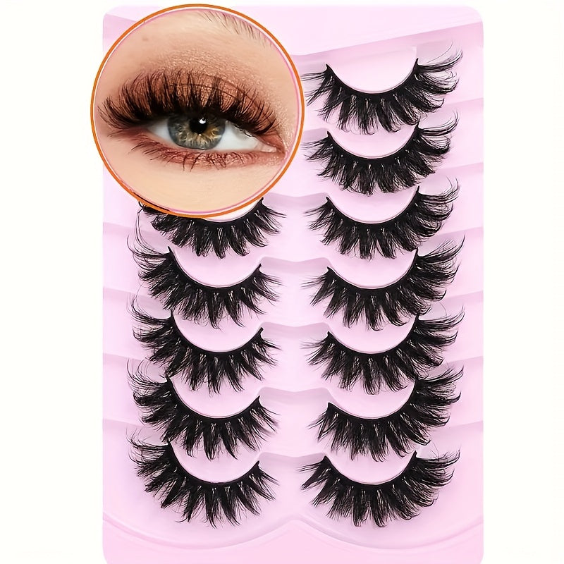 7 Pairs Fluffy False Eyelashes D Curl 8D Volume Lashes Fox Eye Style