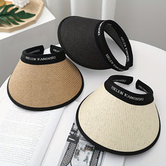 Straw Visor Hats Summer Sunscreen Travel Beach Hats UV Protection Sun Hats