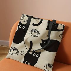 Cartoon Print Tote Bag Canvas Shoulder Handbag