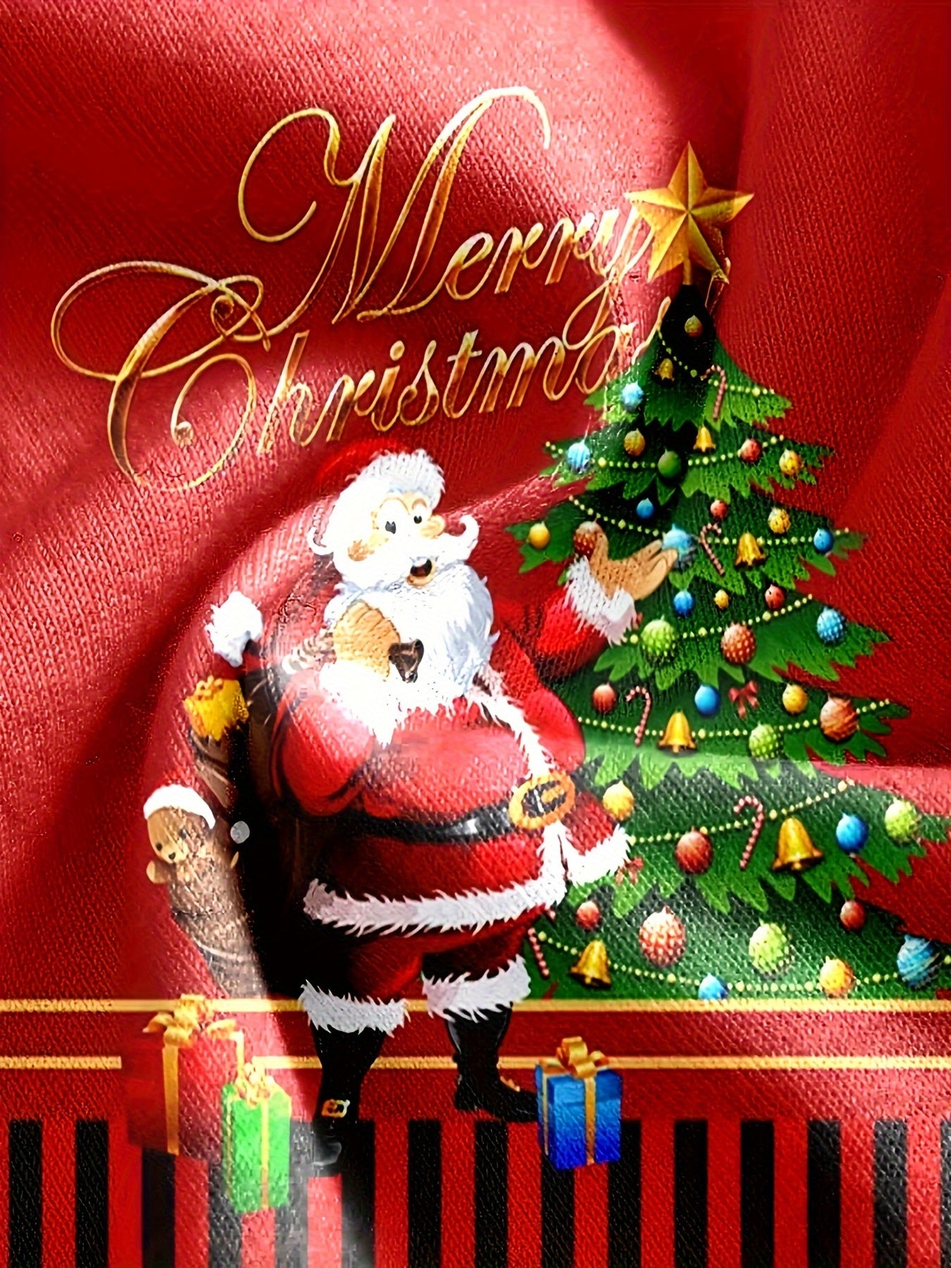 Christmas Santa Claus Print Men's Long Sleeve Tee