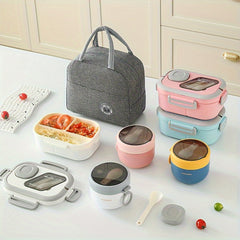 3pcs Meal Kit Set Lunch Box Insulated Bag Breakfast Cup Salad Cup