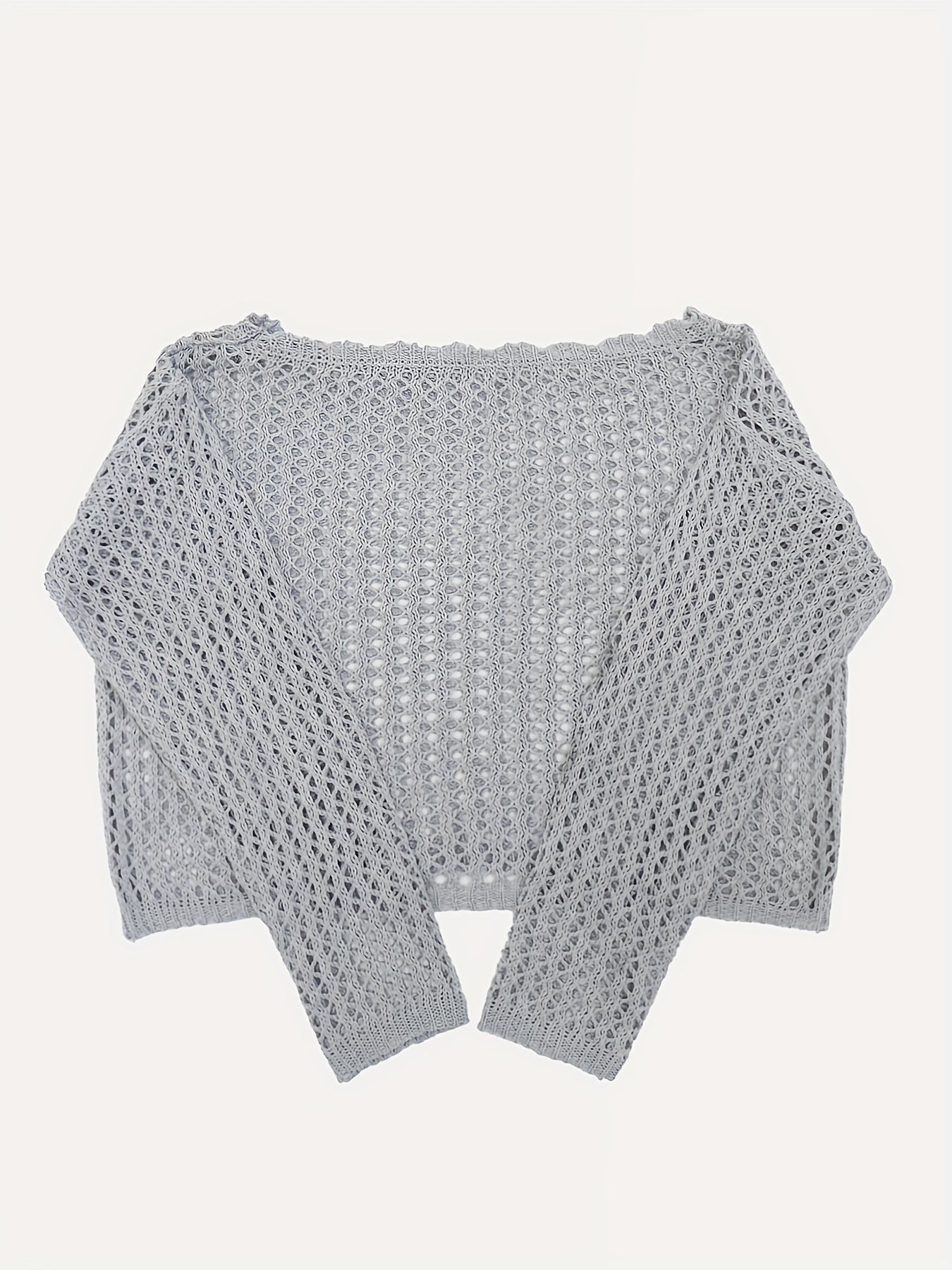 Crochet Beach Wear Knit Sweater Solid Crew Neck Long Sleeve Summer Sweater