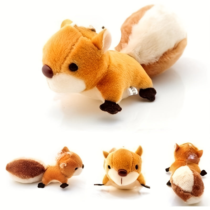 3pcs Squirrel Pendant Plush Toy Big Tail Squirrel Doll Bag Pendant Doll Brown