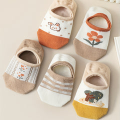 5pairs Cartoon Flower Little Rabbit Children's Non-slip Ankle Socks