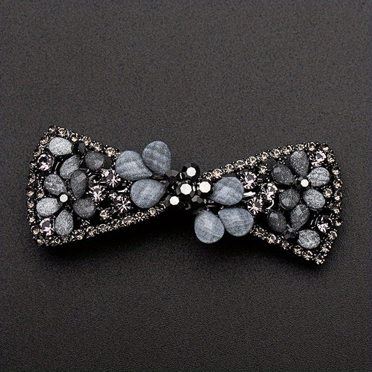 Vintage Rhinestone Flower Side Clip French Barrette Hair Accessories