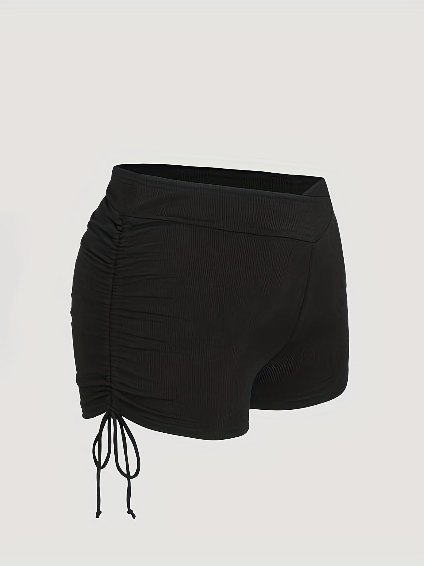  High Rise Side Tie Ruched Skinny Shorts
