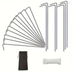 18pcs Aluminum Tent Pegs With Windproof Rope and Storage Bag
