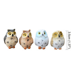4pcs Resin Mini Owls Fairy Garden Figurines Micro Landscape Animals Supplies