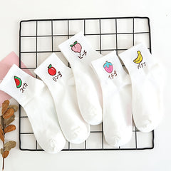 5 Pairs Cute Fruit Print Socks for Women