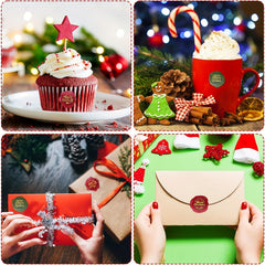 500 Christmas Stickers Roll - Holiday Greeting Sealing Gift Stamp Shape