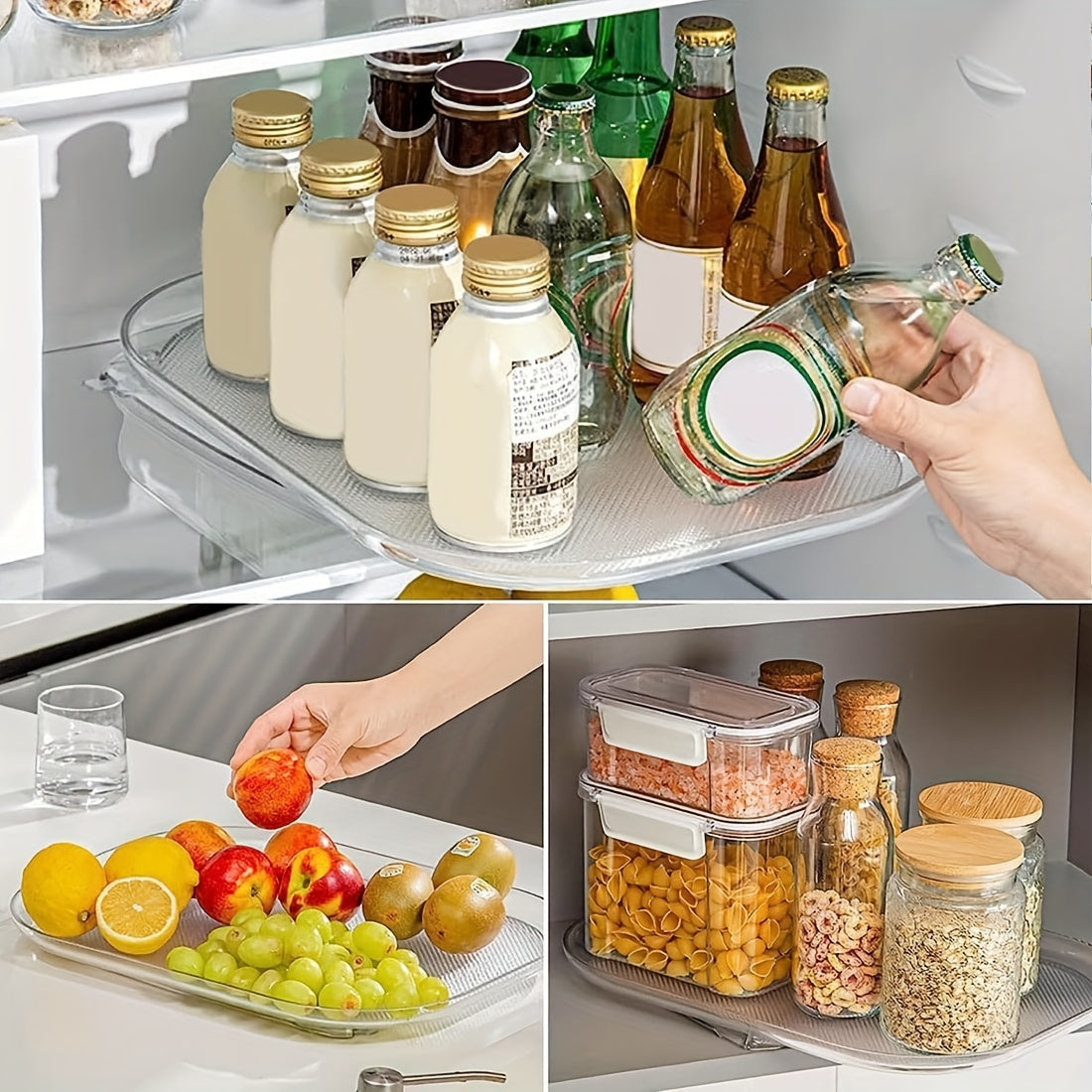 Square Lazy Susan Organizer for Refrigerator Turntable - Condiment Storage Rack