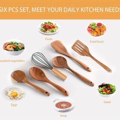 6pcs Teak Wood Kitchen Cooking Utensils Set