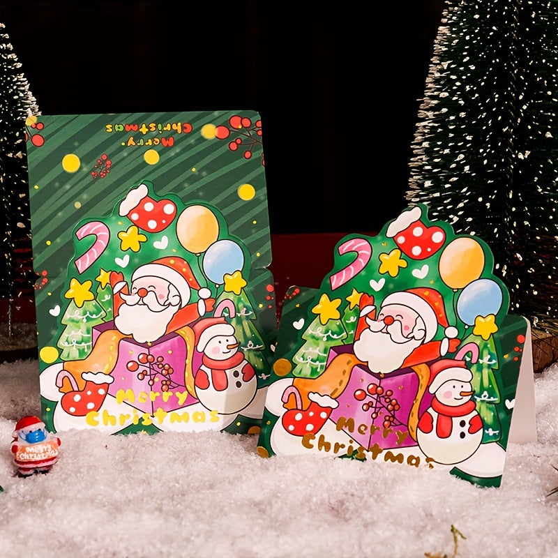 8pcs Cartoon Christmas Greeting Cards for Party Decoration