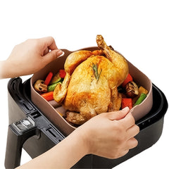 2pcs Air Fryer Silicone Pot With Handle Reusable Air Fryer Liner Heat Resistant