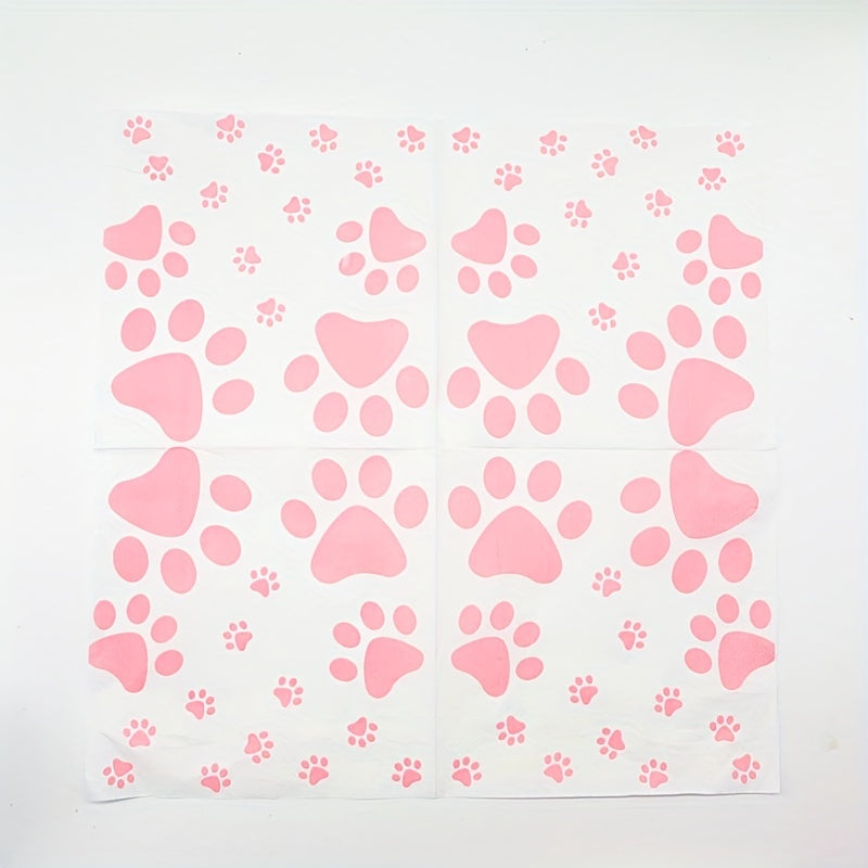 20pcs Dog Print Birthday Paw Prints Theme Pink Party Supplies