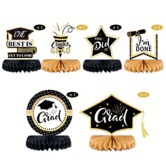 Graduation Season Doctoral Cap Honeycomb Ornaments Desktop Decoration Set