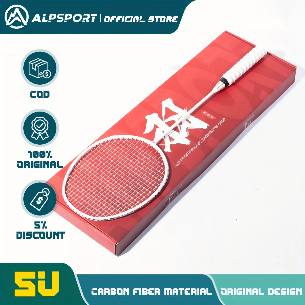 ALP V5 5U 75g 100 Carbon Fiber Badminton Racket