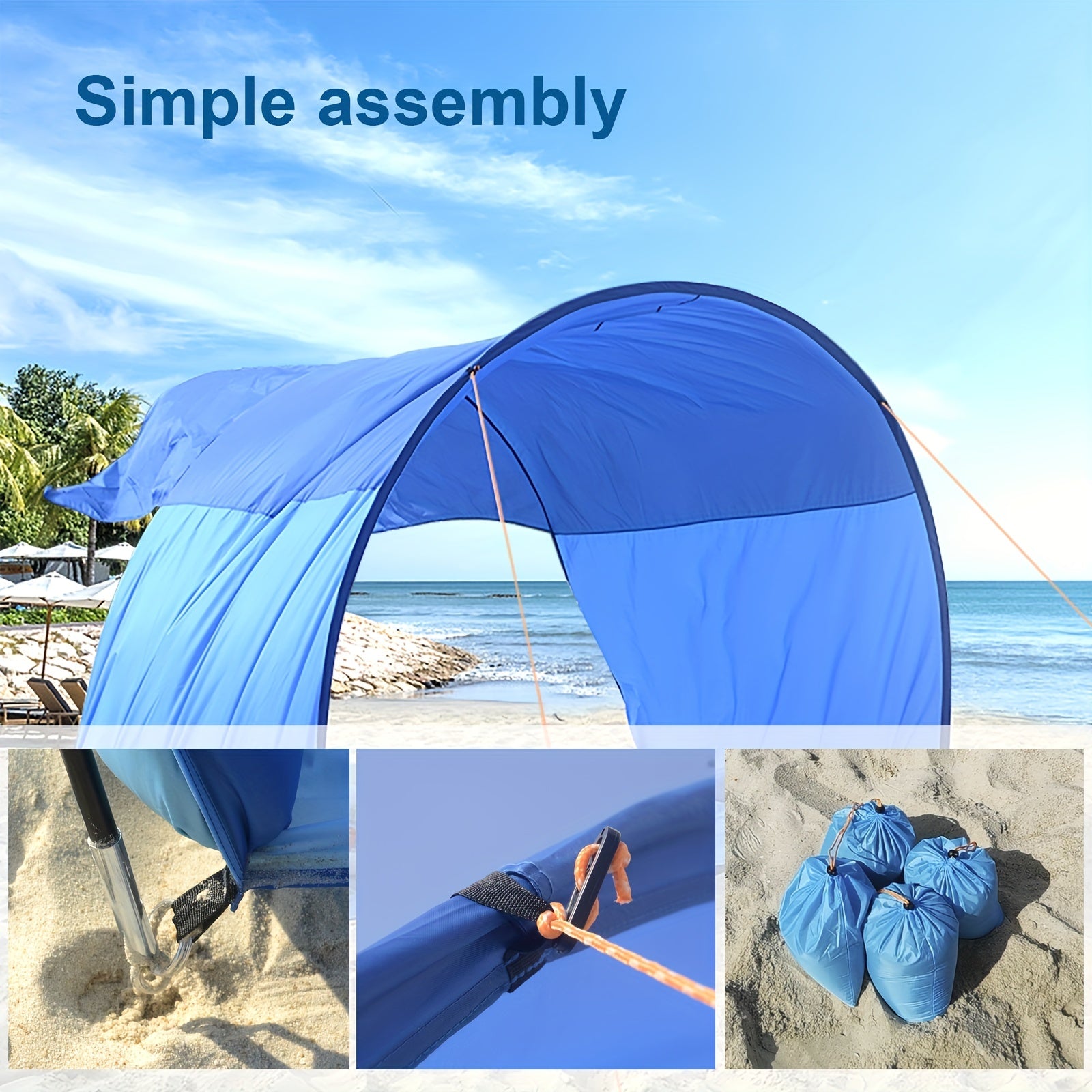 ZJRIGHT Beach Tent Sun Shelter for 5 Adults - Camping Backyards & More