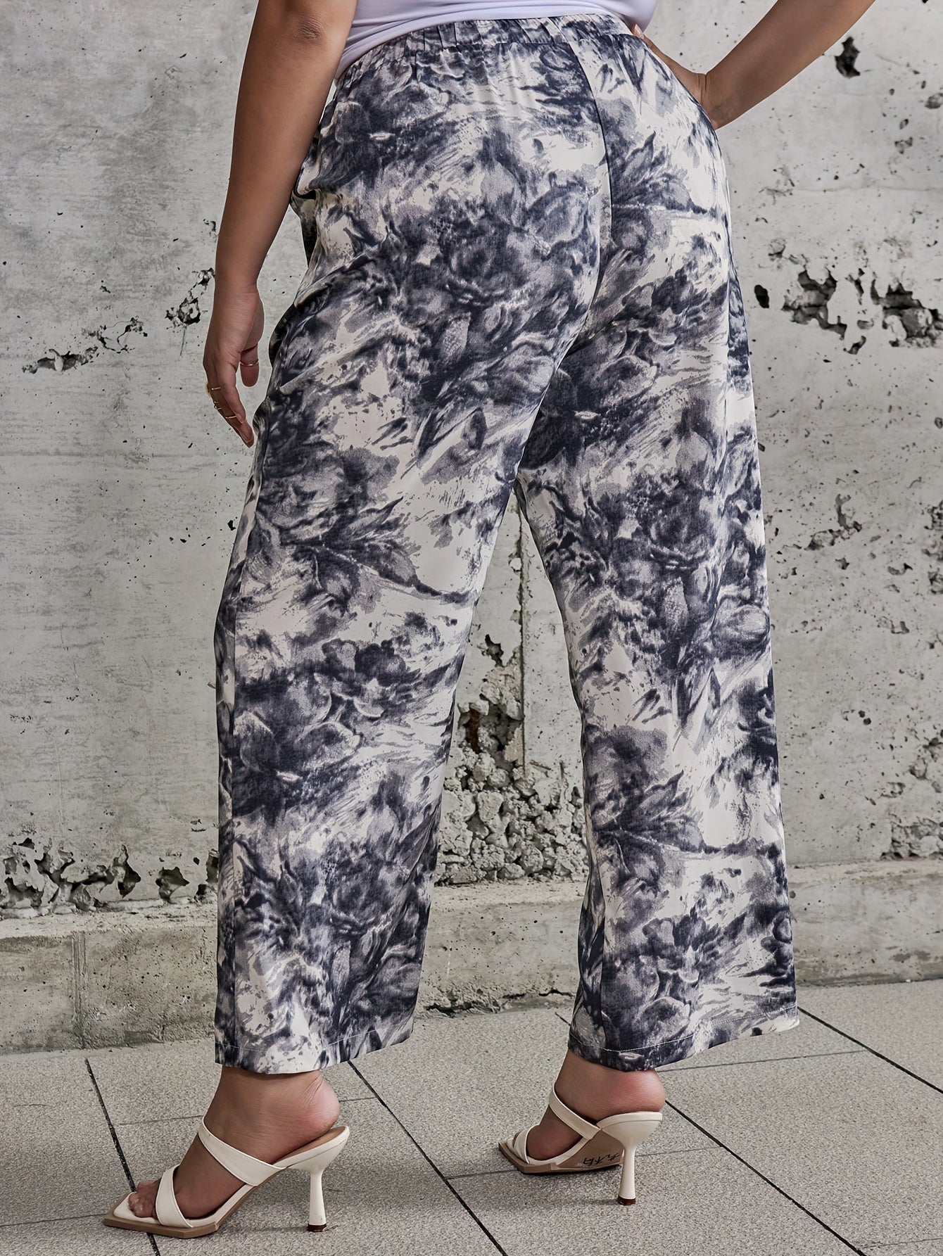  Painting Print Wide Leg Trousers