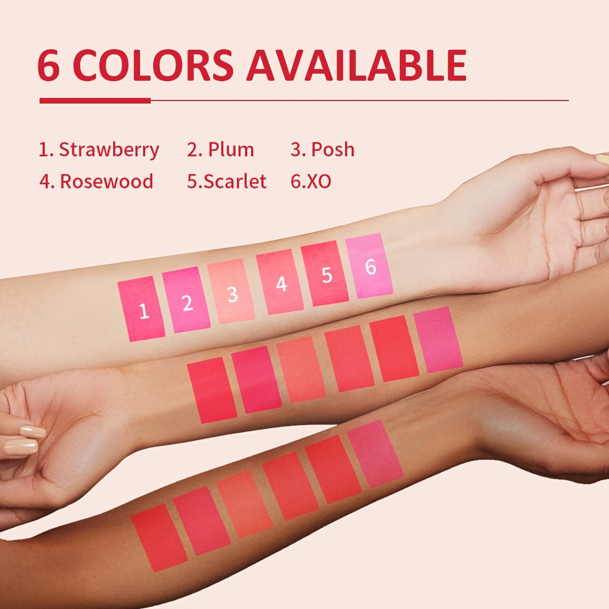 6 Colors Face Blush Palette Matte Mineral Blush Powder Bright Shimmer Face Blush