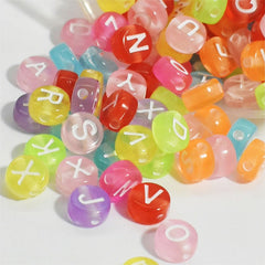 100pcs Mixed Letters Acrylic Beads Round Flat Letter Spacer Beads