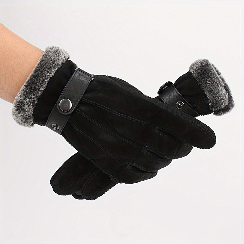 Warm Velvet Winter Gloves Men Motorcycle Riding Touch Screen Windproof Coldproof
