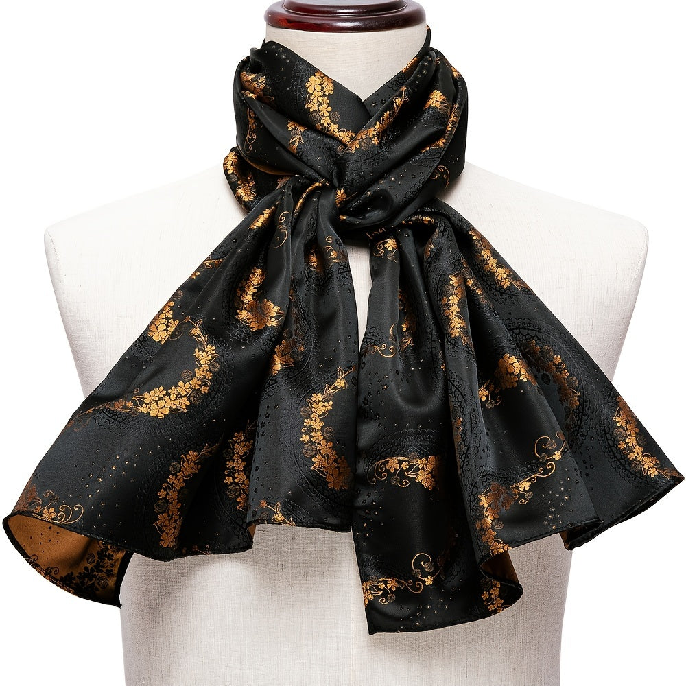 Barry Wang Mens Silk Paisley Floral Scarf Autumn Winter Shawl