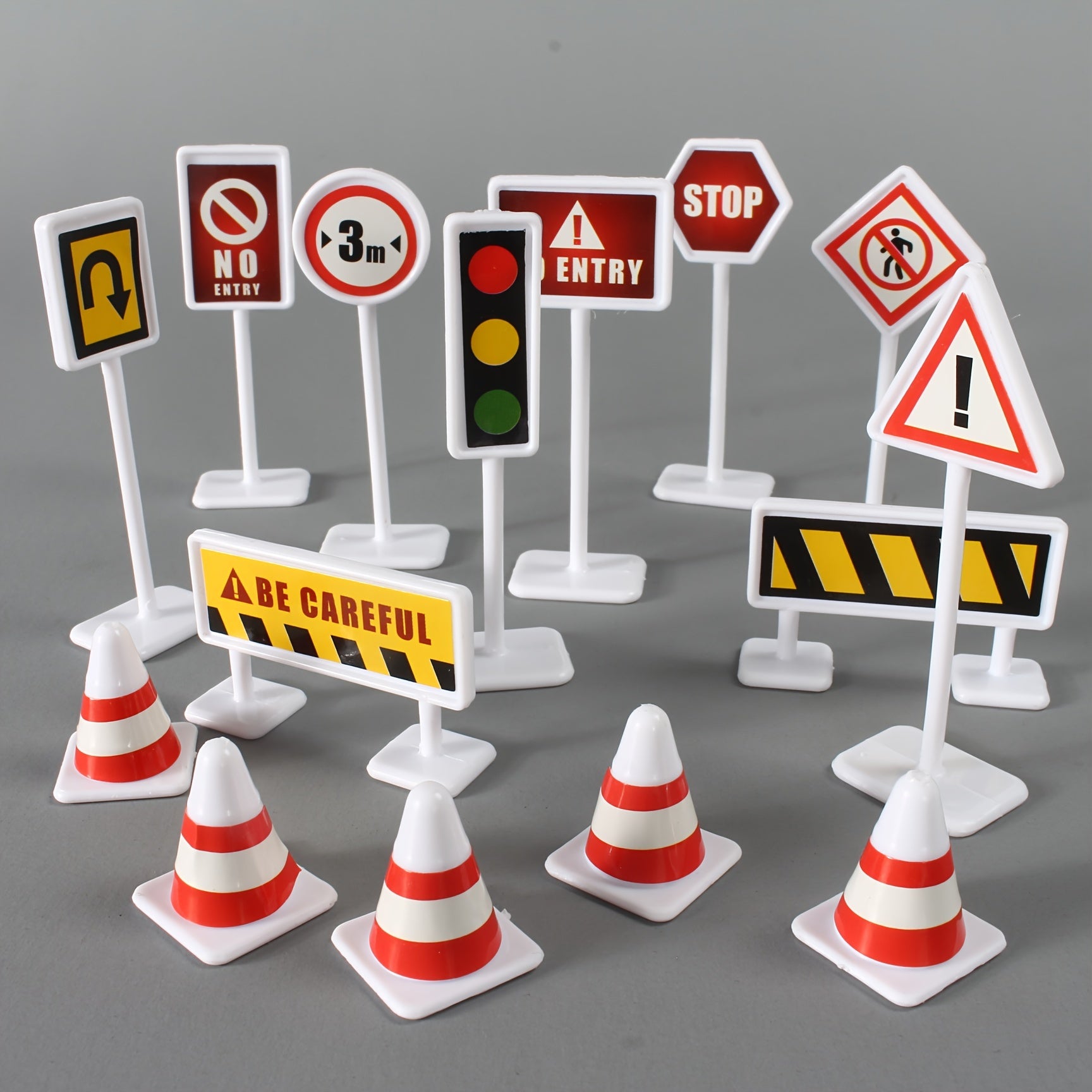 15pcs Road Sign Toy Model City Traffic Road Obstacle Signal Light