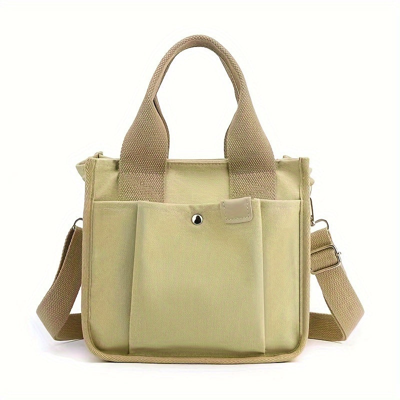 Small Canvas Women's Shoulder Handbag Solid Satchel Bag