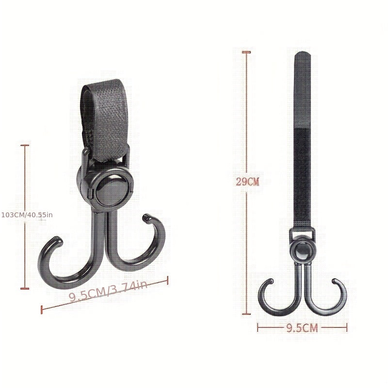 Universal Double Hook for Stroller Storage - Hangout Bags Organizer