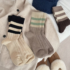 5 Pairs Striped Crew Socks Soft & Comfy Women's Stockings