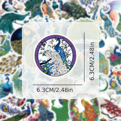 50pcs Cartoon Peacock Graffiti Stickers Laptop Helmet Skateboard Waterproof DIY