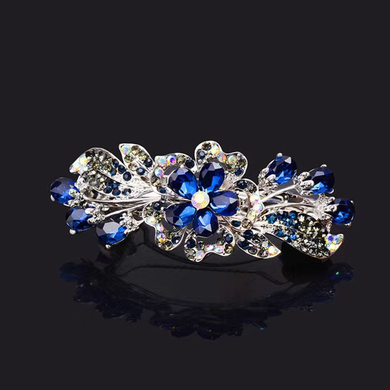 Vintage Flower Hair Clip Barrette Rhinestone Hairpin Headwear