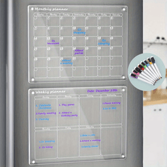 Acrylic Magnetic Calendar for Refrigerator with Marker Pen